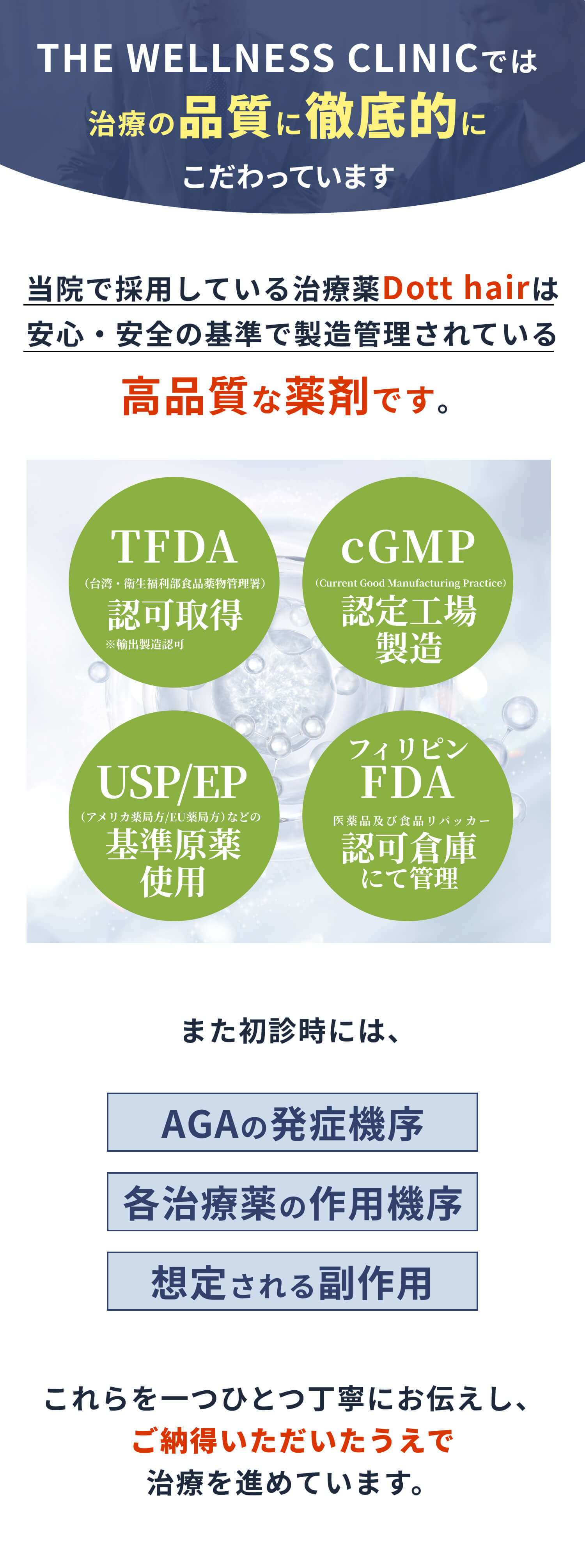 THE WELLNESS CLINICでは治療の品質に徹底的にこだわっています